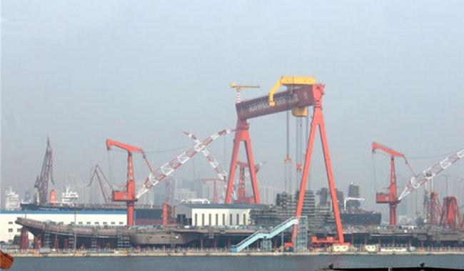 China assembles first indigenously designed aircraft carrier