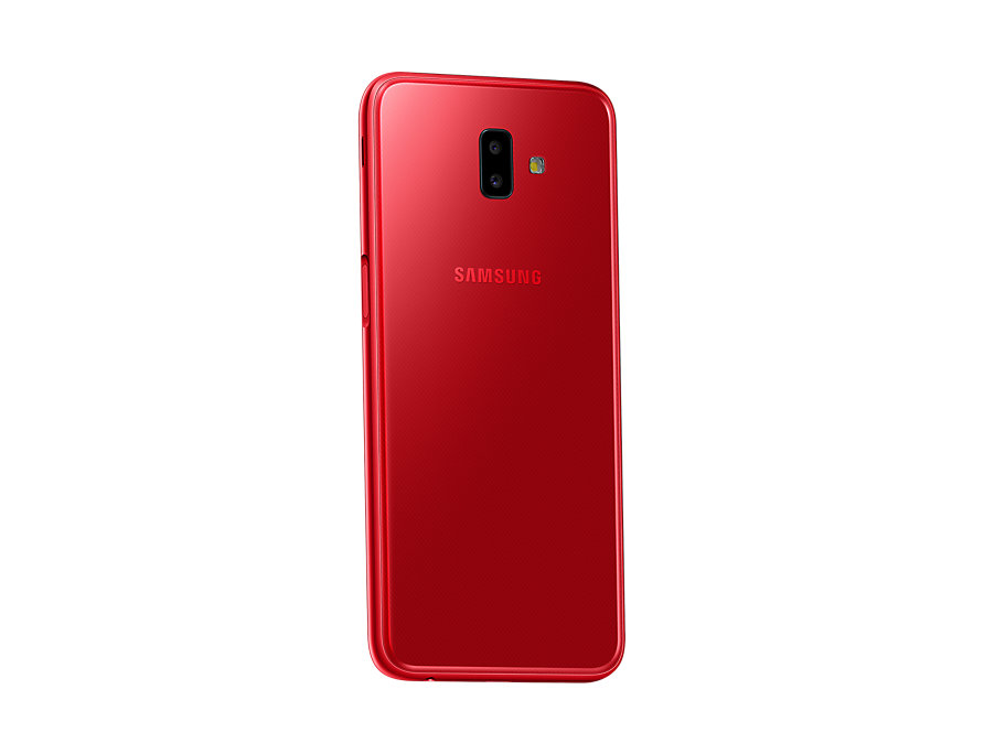 Samsung Galaxy J6 Plus back-side perspective Red