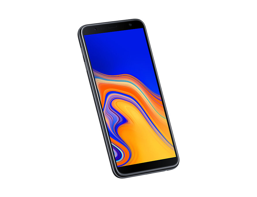 Samsung Galaxy J6 Plus front-side tilt-perspective Black