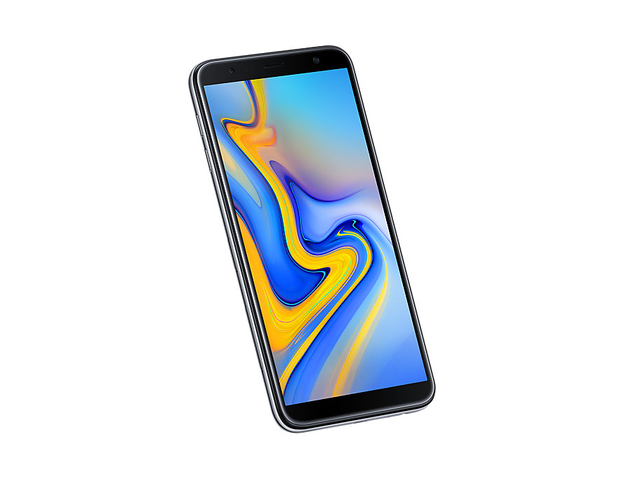 Samsung Galaxy J6 Plus front-side tilt-perspective Gray