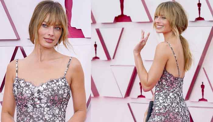 Margot Robbie Wears Floral Chanel Dress With Bangs at Oscars 2021