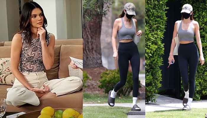 Kendall Jenner showcases her runway physique in crop top and leggings