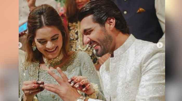 Minal Khan and Ahsan Mohsin Ikram look super happy on their engagement: Video - Vimarsana News
