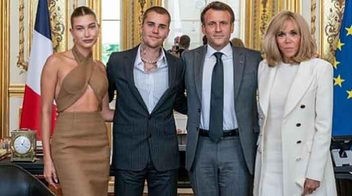 Justin Bieber and Hailey put on stylish display as they meet with French president Emmanuel Macron