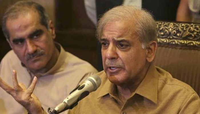 PML-N President Shahbaz Shairf addressing a press conference. — Twitter/File