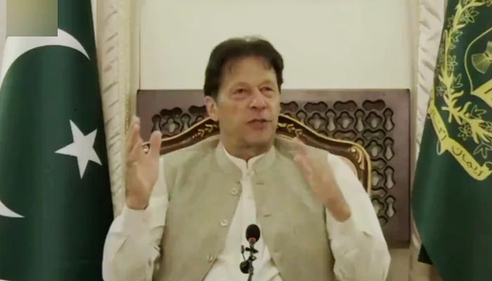 Prime Minister Imran Khan during an exclusive interview with LIU Xin of CGTN.