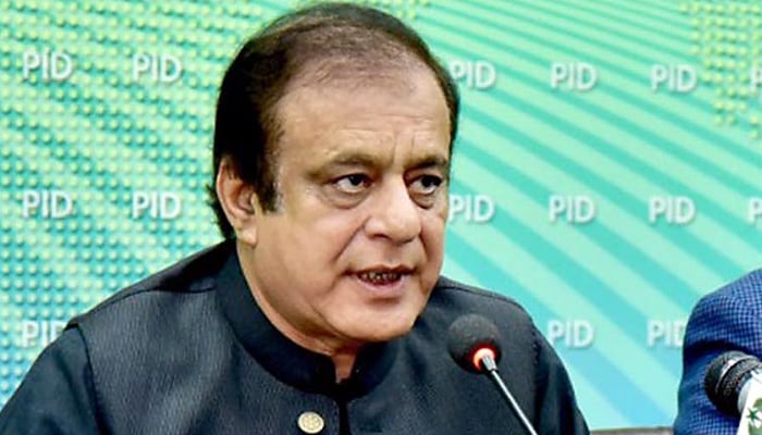 Federal Minister for Science and Technology, Shibli Faraz addressing a press conference in Islamabad, on March 14, 2021. — INP/File