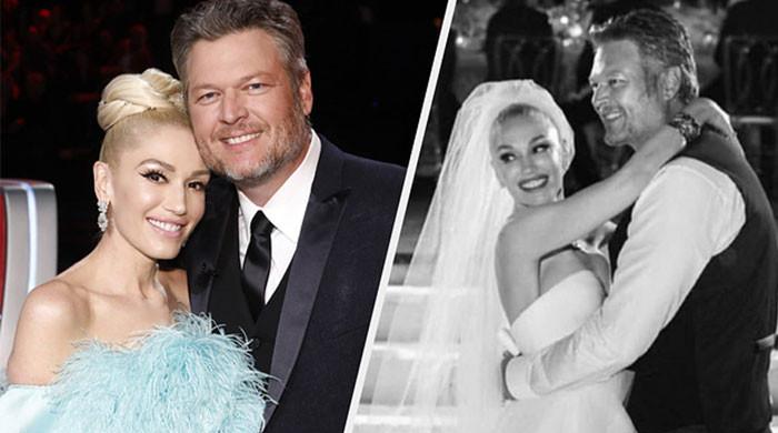 Gwen Stefani pays tribute to Blake Shelton, her sons with wedding gown