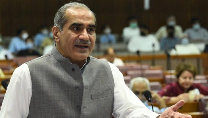 PML-Ns Khawaja Saad Rafique speaking during the National Assembly in Islamabad, on July 9, 2021. — Twitter/NAofPakistan