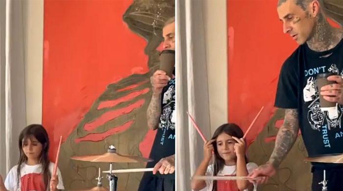 Travis Barker gives drum lessons to beau Kourtney Kardashian's daughter Penelope