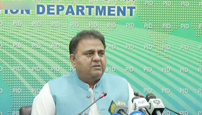 Federal Minister for Information and Broadcasting Fawad Chaudhry addressing a post-cabinet meeting press conference in Islamabad, on July 13, 2021. — YouTube/HumNewsLive