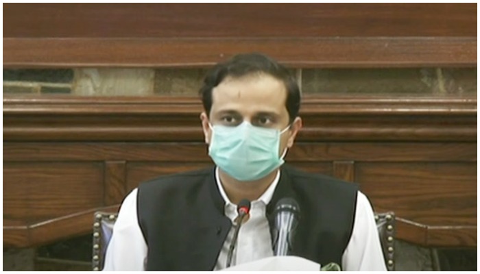 Sindh Governments spokesperson Murtaza Wahab speaking to a press conference on Saturday. Screengrab from the presser