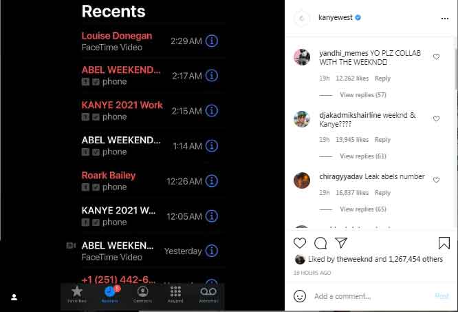 Kanye Wests call log featuring calls with The Weeknd leaves fans excited