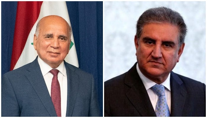 Foreign Minister of Iraq Dr Fuad Hussein (L) and Foreign Minister of Pakistan Makhdoom Shah Mahmood Qureshi (R). Photos: File.