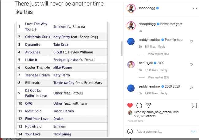 Snoop Dogg shares list of Rap and pop collaborations featuring Eminem