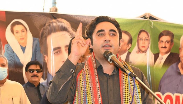 PPP Chairman Bilawal Bhutto Zardari addressing the workers convention —PPP Media Cell Twitter