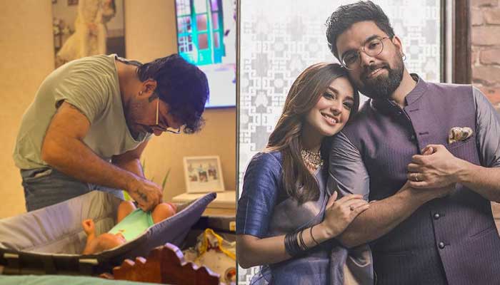 Yasir Hussain changes son Kabir’s clothes for the first time: See photos