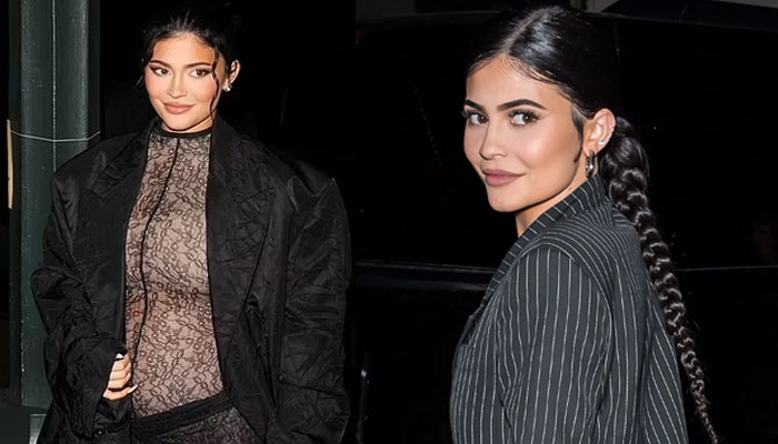 Kylie Jenner bares bump in sheer lace jumpsuit at NYFW