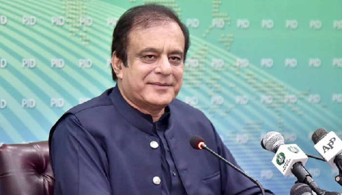 Minister for Science and Technology Shibli Faraz addressing a press conference in Islamabad. — PID/File