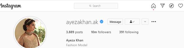 Ayeza Khan becomes most followed Pakistani celebrity on Instagram