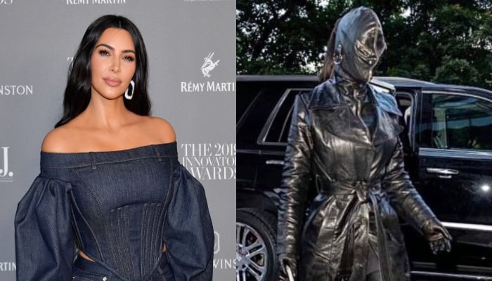 Kim Kardashian papped in bizarre all-black leather outfit: Photo