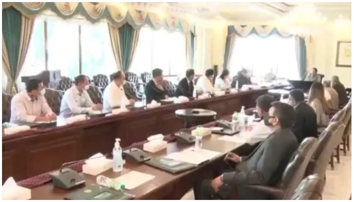 Screengrab from the video of PM Imran Khans meeting with the Chinese delegation, shared by PMs Office on Twitter.