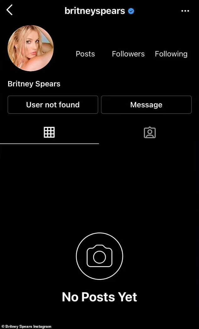 Britney Spears Instagram page goes dark with warnings