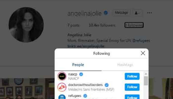 Angelina Jolie avoids following Hollywood stars on Instagram