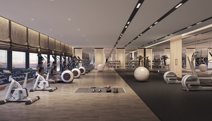 Luxury residents private fitness suite.