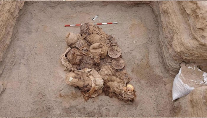 Perus gas company Lidda released the picture that shows 800-year-old remains. AFP