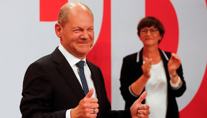 Social Democratic Party (SPD) leader and a top candidate for chancellor Olaf Scholz.