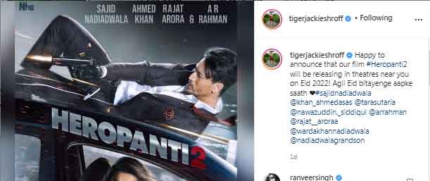 Tiger Shroff shares release date of Heropanti 2