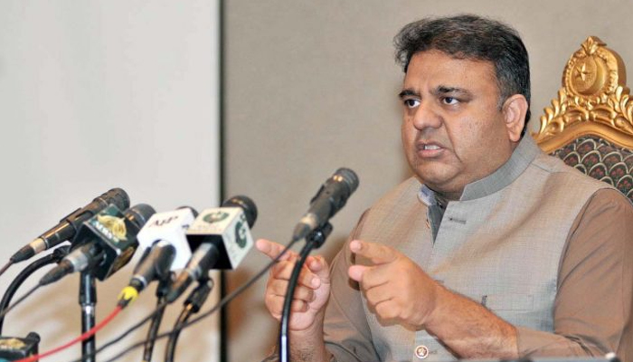 Federal Minister for Information Fawad Chaudhry addressing a post-cabinet press conference in Islamabad, on October 10, 2021. — PID