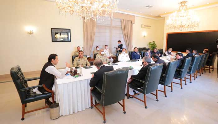 Prime Minister Imran Khan chairing the 34th National Security Committee meeting at the Prime Ministers House, in Islamabad, on October 8, 2021. — Photo courtesy Prime Ministers Office