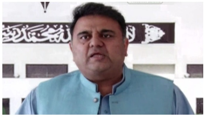 Fawad Chaudhry addressing a press conference in Islamabad on October 14, 2021.  — YouTube/Hum News