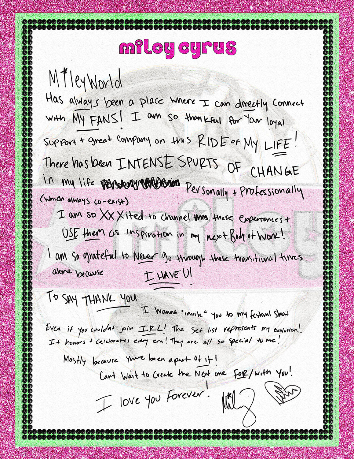 Miley Cyrus shares a note addressing her ‘intense spurts of change’