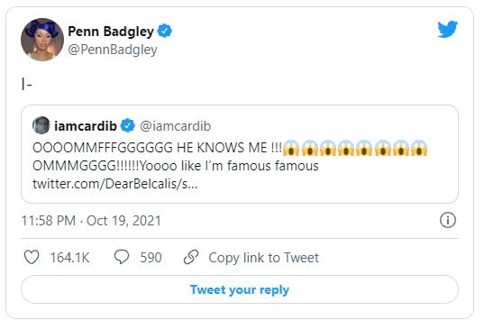Penn Badgley calls Cardi B social media savvy, rapper goes starstruck
