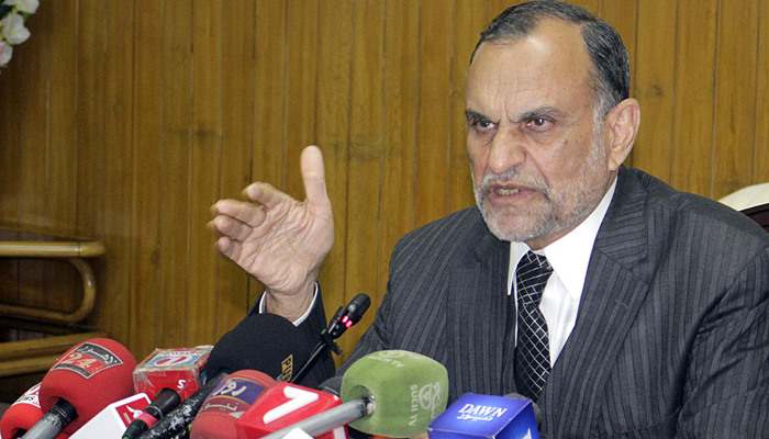Federal Minister for Railways and PTI leader Azam Swati addressing a press conference in Lahore on January 23, 2021. — APP/File
