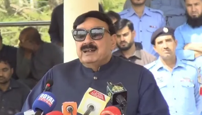 Minister for Interior Sheikh Rasheed speaks during an event in Islamabad on October 21, 2021. — YouTube/24NewsHD