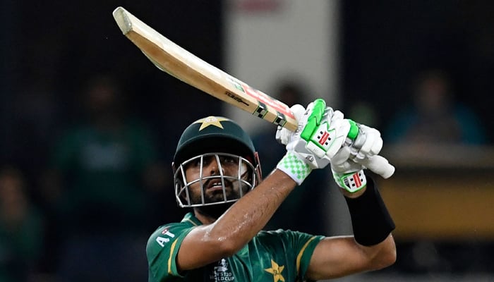 Pakistans captain Babar Azam plays a shot during the ICC Twenty20 World Cup cricket match between Afghanistan and Pakistan at the Dubai International Cricket Stadium in Dubai on October 29, 2021. — AFP/File