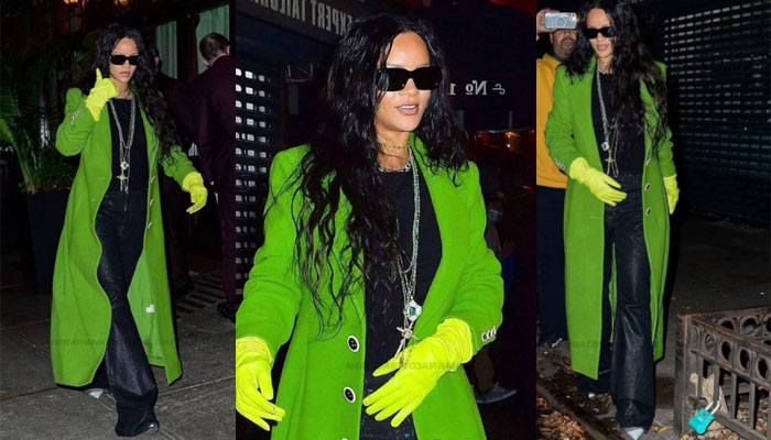 Rihanna stuns in a bright green floor-length coat Photo Credit:Papculture/Instagram
