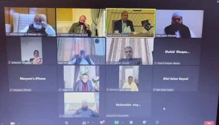 The virtual meeting of the Pakistan Democratic Movement (PDM), on November 6, 2021. — Twitter