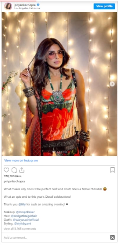 Priyanka Chopra drops jaws as she dresses up for Lilly Singh’s Diwali bash