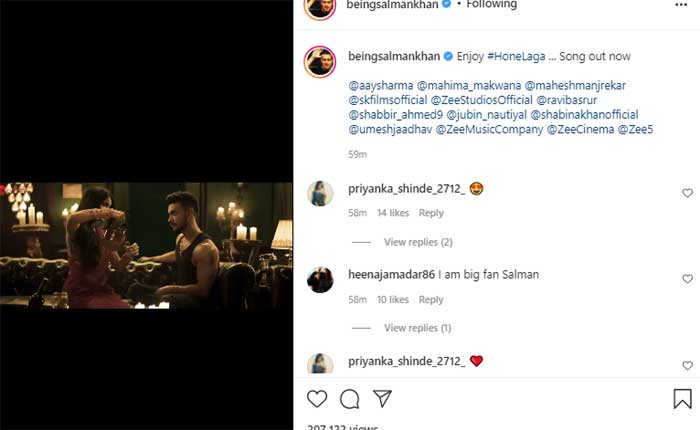 Pemeran Salman Khan 'Lagu Antim 'Hone Laga' sudah keluar sekarang