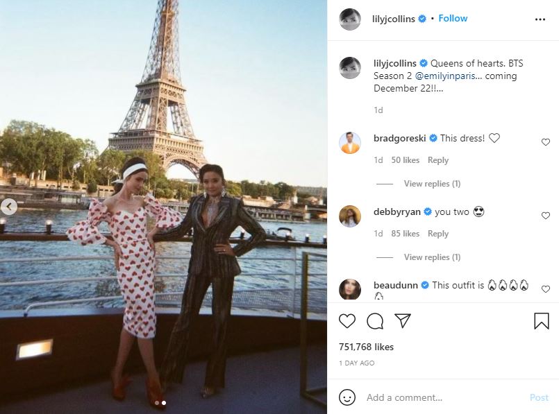 Lily Collins goes head-to-toe French in this Emily in Paris BTS snap: See Photo