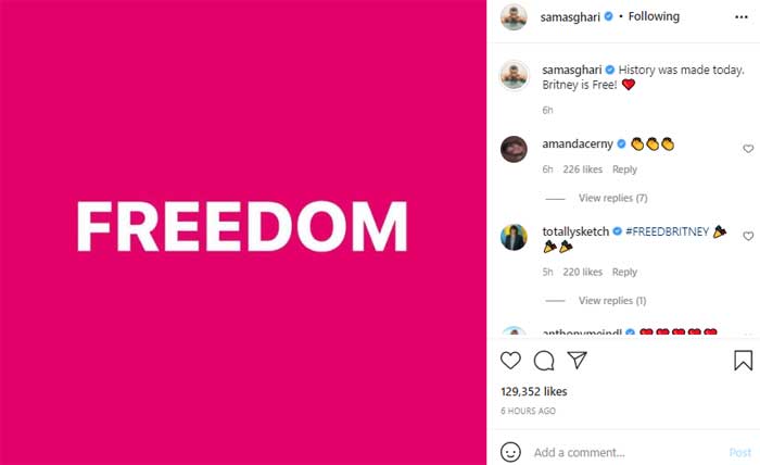 Tunangan Britney Spears, Sam Asghari, merayakan 'kebebasannya'