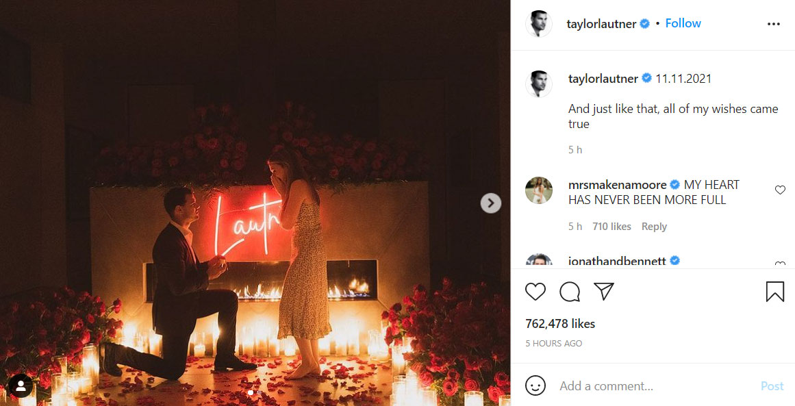 ‘Twilight’ star Taylor Lautner announces engagement to Tay Dome