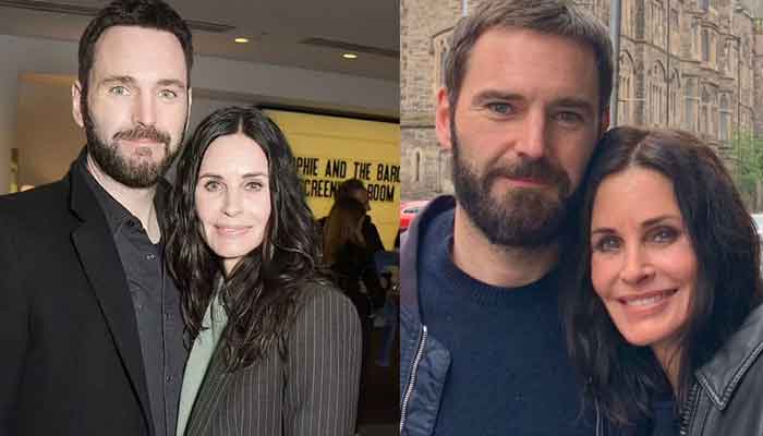 Courteney Cox turns heads as she appears with her beau Johnny McDaid at a party in London