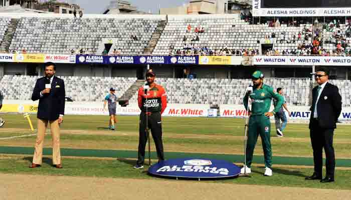 Pakistan and Bangladesh captains during toss.