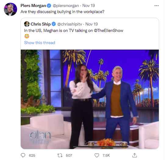 Meghan Markle and Ellen: TV host asks if theyre discussing bullying in the workplace